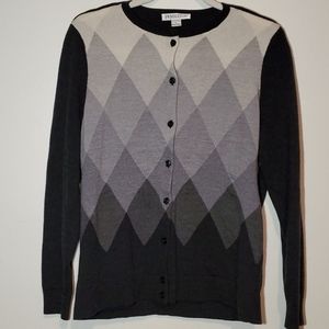 Pendleton Wool Grey Diamond Button-Up Cardigan